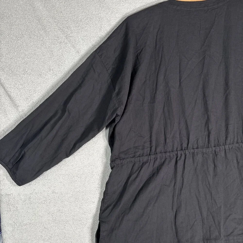 Eileen Fisher Organic Cotton Twill Shirttail Jacket Top XL‎ Lagenlook Minimalist